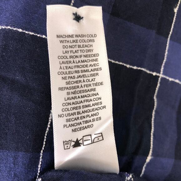 Frame Windowpane Plaid Classic Fit Button-Up Shirt in Navy Multi Size S - Picture 8 of 8